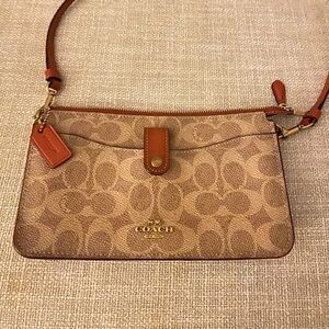 Coach Tan and Brown Signature Crossbody Bag